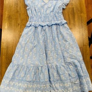 crown & ivy Light Blue Floral Sundress with White Print